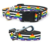 Straight Ally Pride Dog Collar and Leash Set