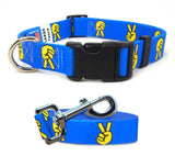 Peace Sign Dog Collar and Leash Set